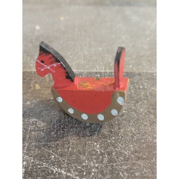 Red wooden rocking horse AS IS ornament Xmas decor - Picture 3 of 4